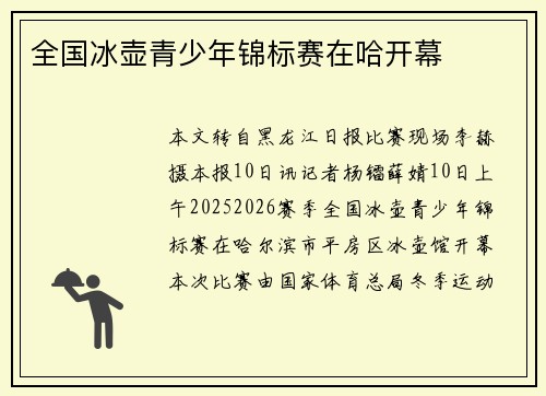 全国冰壶青少年锦标赛在哈开幕
